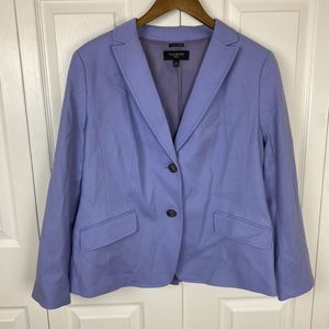 Talbots Size 14 Italian Flannel Blazer Jacket Wool Purple Single Breasted Career